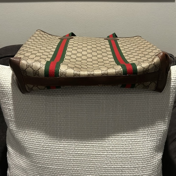 Gucci Supreme Tote Web Canvas & Leather Accents & Striped Guitar Double Handles - Picture 7 of 16